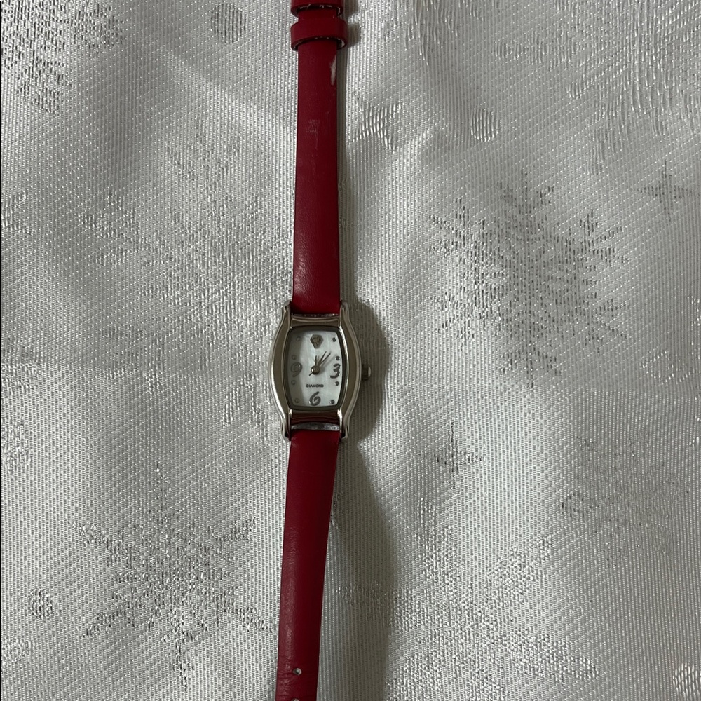 Diamond Supply Co. Red Strap Silver Watch